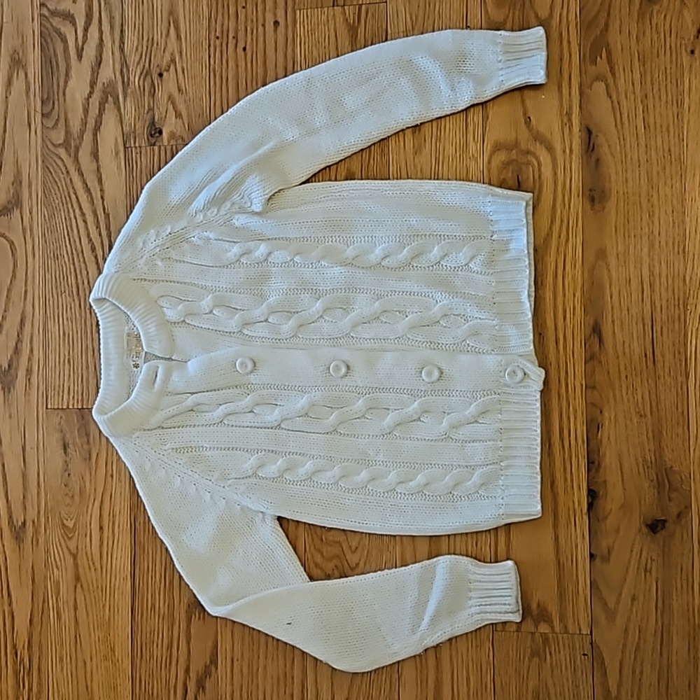 VINTAGE GIMBELS SWEATER 10 GIRLS CREAM BUTTON DOWN 100% acrylic made in Tawan